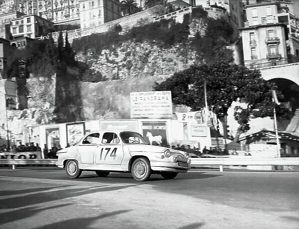 1961 Monte Carlo Rally. Monte Carlo, Monaco. January 1961. Maurice Martin / Roger Bateau (Panhard PL17) 1st position, action. World Copyright: LAT Photographic ref
