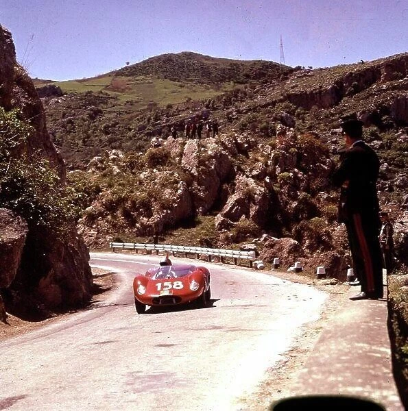 1961 Targa Florio. Little Madonie Circuit, Sicily, Italy. 30th April 1961. Umberto Maglioli / Giorgio Scarlatti (Maserati Tipo 63), 5th position, action. World Copyright: LAT Photographic. Ref: 236
