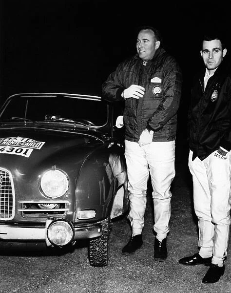 1964 Monte Carlo Rally. Monte Carlo, Monaco. 18th - 21st January 1964. Erik Carlsson and Gunnar Palm (Saab 96 Sport), 3rd position, portrait. World Copyright: LAT Photographic. Ref: B  /  W Print