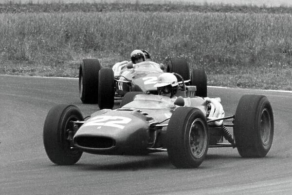 1966 French Grand Prix. Reims, France. 3 July 1966. Michael Parkes, Ferrari 312, 2nd position, leads Lorenzo Bandini, Ferrari 312, not classified, action. World Copyright: LAT Photographic