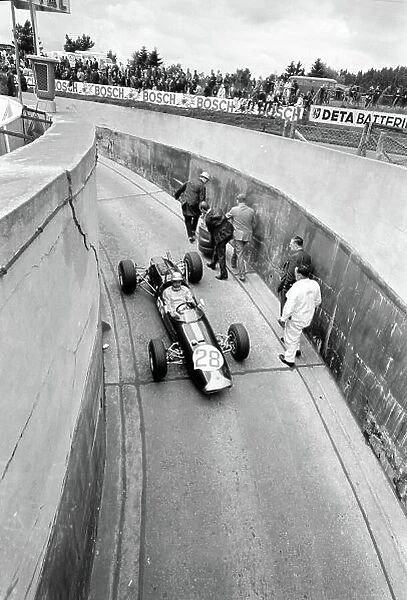 1966 German Grand Prix. Nurburgring, Germany. 7 August 1966. Hans Herrmann, Brabham BT18-Ford, F2 class, action. World Copyright: LAT Photographic Ref: L66 / 534 / 0
