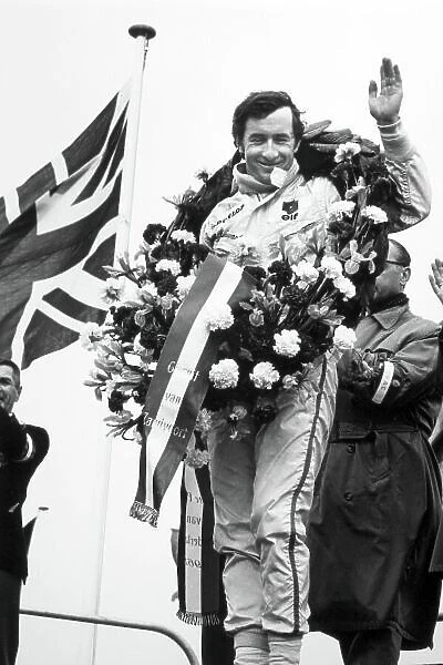 1968 Dutch Grand Prix. Zandvoort, Holland. 23 June 1968. Jackie Stewart, Matra MS10-Ford, 1st position, portrait, podium. World Copyright: LAT Photographic Ref: 2033 #8A