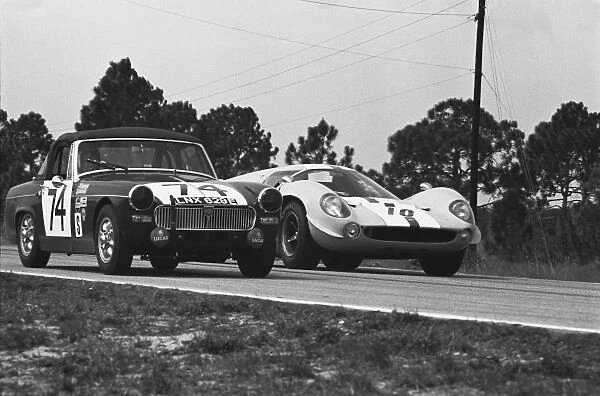 1968 Sebring 12 hours. Sebring, Florida, USA: Jo Bonnier  /  Sten Axelsson, retired, passes Jerry Truitt  /  Randy Canfield, 15th position, action