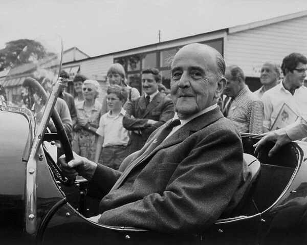 1969 Bentley Golden Jubilee Meeting: W. O. Bentley sits in the first car he sold to the public at the Golden Jubilee festival. Portrait