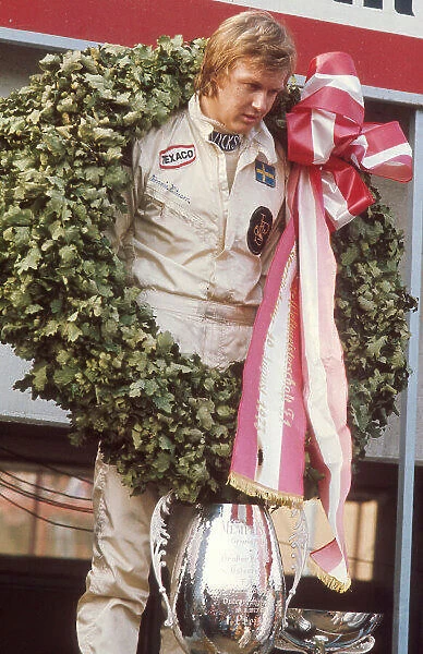 1973 Austrian Grand Prix. Osterreichring, Zeltweg, Austria. 17-19 August 1973. Ronnie Peterson (Lotus Ford) 1st position on the podium. Ref-73 AUT 04. World Copyright - LAT Photographic