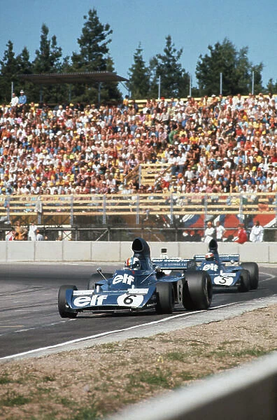1973 Swedish Grand Prix. Anderstorp, Sweden. 15-17th June 1973. Fran?ois Cevert, Tyrrell 006 Ford, 3rd position, leads Jackie Stewart, Tyrrell 006 Ford, 5th position. Ref: 73SWE26. World Copyright: LAT Photographic