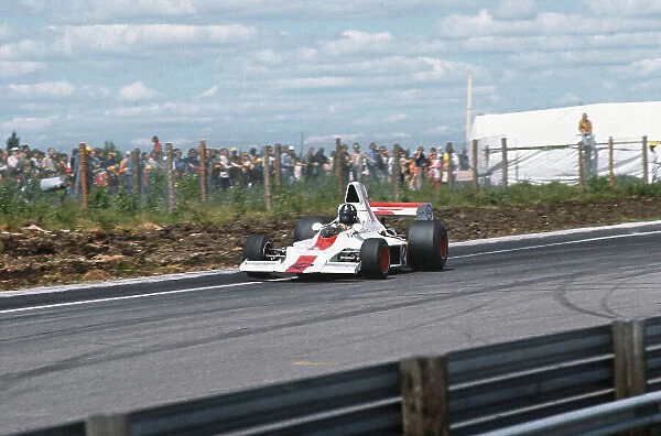 1973 Swedish Grand Prix. Anderstorp, Sweden. 15-17th June 1973. Graham Hill, Shadow DN1 Ford, retired, drifts to the edge of the track exiting a corner. Ref: 73SWE43. World Copyright: LAT Photographic