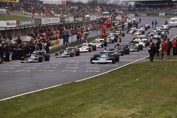 1975 Race Of Champions - Start: Tom Pryce, 1st position, leads at the start of the race along side Jody Scheckter, retired, action