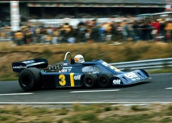 1976 GERMAN GP. Jody Scheckter drives the 6-wheeled Tyrrell Ford to 2nd position