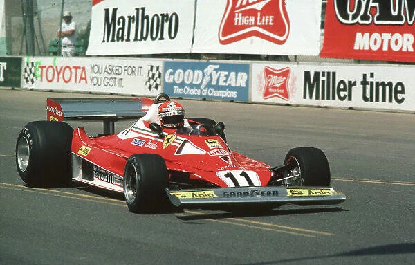 1977 United States Grand Prix West. Long Beach, California, USA. 1-3 April 1977. Niki Lauda (Ferrari 312T2) 2nd. Ref-77 LB 03. World Copyright - LAT Photographic