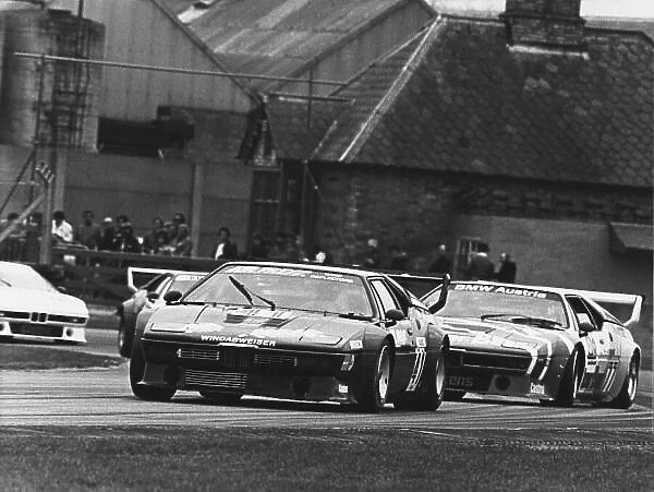 1980 BMW M1 Procar Championship. Donington Park, England. 26th April 1980. Rd 1. Wolfgang Schutz (Wolfgang Schutz), 10th position, leads Dieter Quester (Team Austria), retired, action. World Copyright: LAT Photographic. Ref: B / W Print