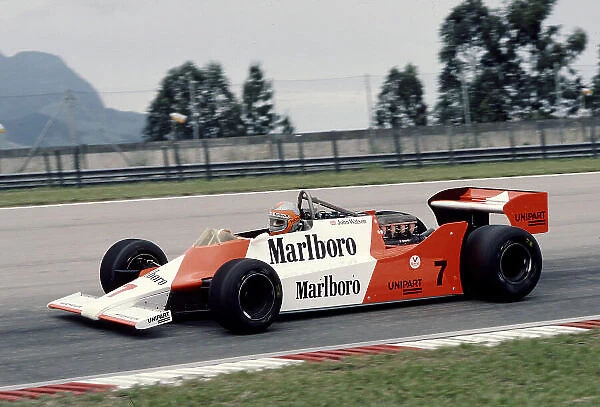 1981 Brazilian Grand Prix. Jacarepagua, Rio de Janeiro, Brazil. 27-29 March 1981. John Watson (McLaren M29F Ford) 8th position. Ref-81 BRA 26. World Copyright - LAT Photographic