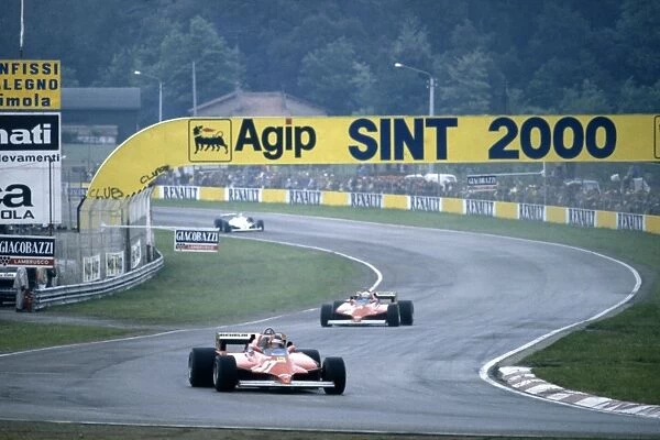 1981 San Marino Grand Prix: Gilles Villeneuve leads Didier Pironi and Carlos Reutemann