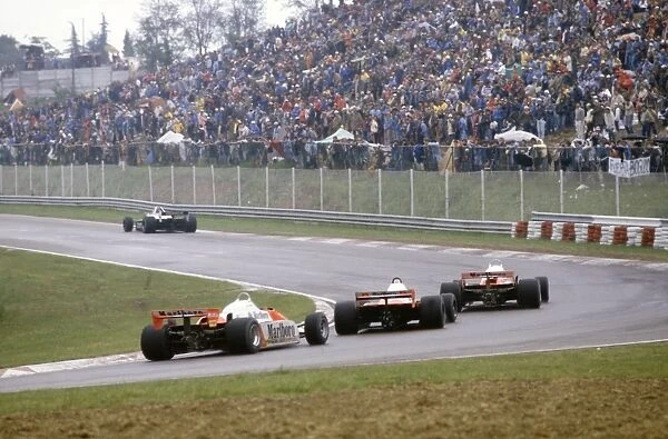 1981 San Marino Grand Prix: Hector Rebaque leads Mario Andretti, John Watson and Bruno Giacomelli