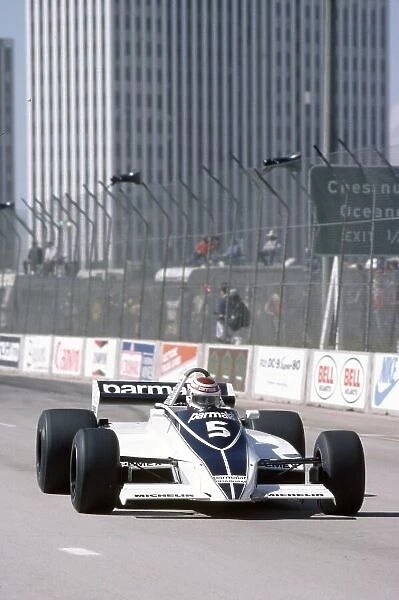 1981 United States Grand Prix West. Long Beach, California, USA. 13-15 March 1981. Nelson Piquet (Brabham BT49C-Ford Cosworth), 3rd position. World Copyright: LAT Photographic Ref: 35mm transparency 81LB34