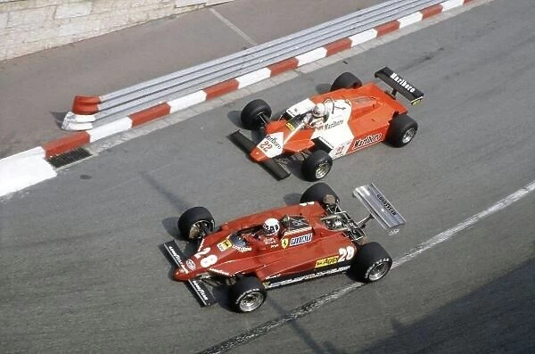 1982 Monaco Grand Prix. Monte Carlo, Monaco. 20-23 May 1982. Didier Pironi (Ferrari 126C2) leads Andrea de Cesaris (Alfa Romeo 182). They finished in 2nd and 3rd positions respectively. World Copyright: LAT Photographic Ref