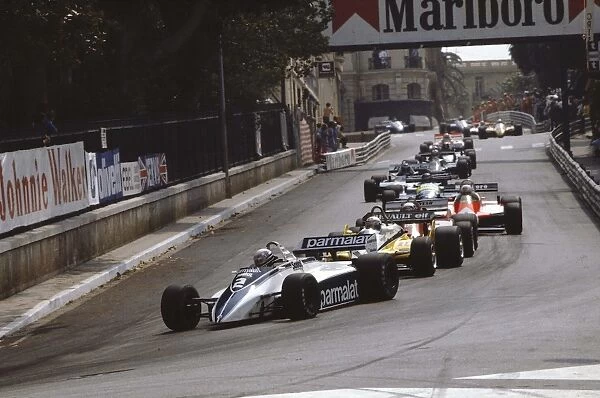 1982 Monaco Grand Prix: Riccardo Patrese leads Alain Prost, Didier Pironi and Andre de Cesaris into Mirabeau