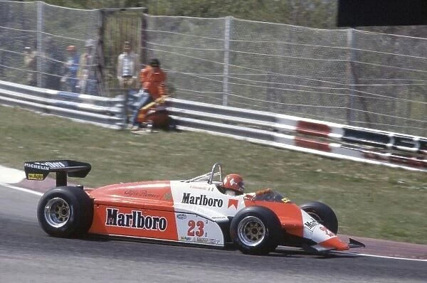1982 San Marino Grand Prix. Imola, Italy. 23-25 April 1982. Bruno Giacomelli (Alfa Romeo 182), retired. World Copyright: LAT Photographic Ref: 35mm transparency 82SM24
