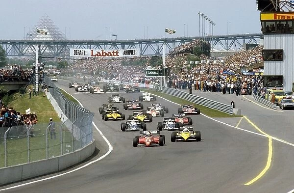 1983 Canadian Grand Prix: Rene Arnoux leads Alain Prost, Riccardo Patrese and Nelson Piquet at the start