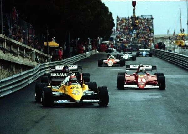 1983 MONACO GP. The start of the race. Front row man Rene Arnoux