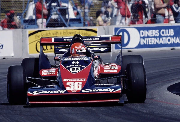1983 United States Grand Prix West. Long Beach, California, USA. 25-27 March 1983. Bruno Giacomelli (Toleman TG183B Hart). Ref-83 LB 43. World Copyright - LAT Photographic