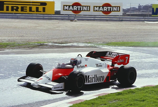 1984 Portuguese Grand Prix. Estoril, Portugal. 19-21 October 1984. Alain Prost (McLaren MP4 / 2 TAG Porsche) 1st position. Ref-84 POR 32. World Copyright - LAT Photographic