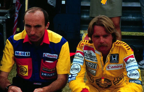 1985 CANADIAN GP. Keke Rosberg and Williams Team Boss Frank Williams. Photo: LAT