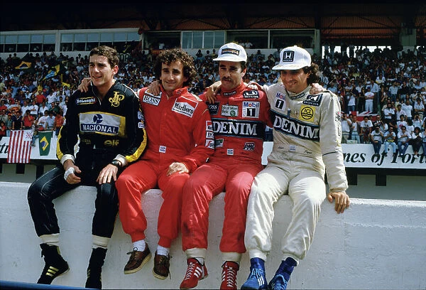 1986 Portuguese Grand Prix - Championship contenders Ayrton Senna, Alain Prost, Nigel Mansell and Nelson Piquet