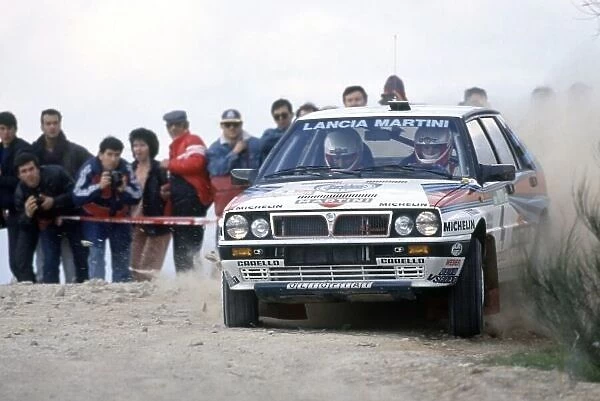 1988 World Rally Championship. Portuguese Rally, Portugal. 1-6 March 1988. Miki Biasion / Carlo Cassina (Lancia Delta Integrale), 1st position. World Copyright: LAT Photographic Ref: 35mm transparency 88RALLY09