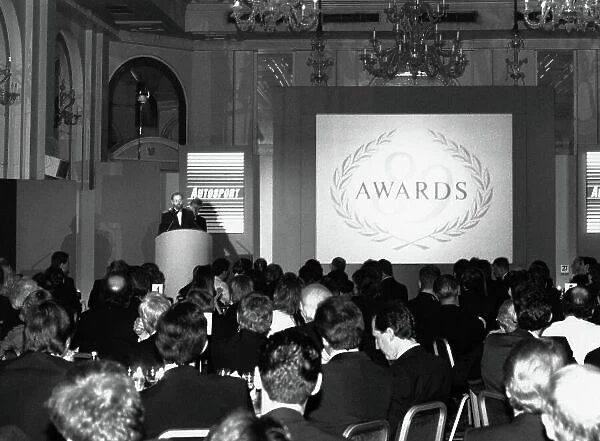 1989 Autosport Awards. Cafe Royal, London, England. 4th January 1990. Peter Foubister greets the guests at the start of the evening. World Copyright: LAT Photographic. Ref: Colour Transparency