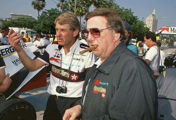 1989 PPG Indy Car World Series. Long Beach, California, USA. 16th April 1989. Tyler Alexander with Carl Haas on the grid, portrait. World Copyright: LAT Photographic