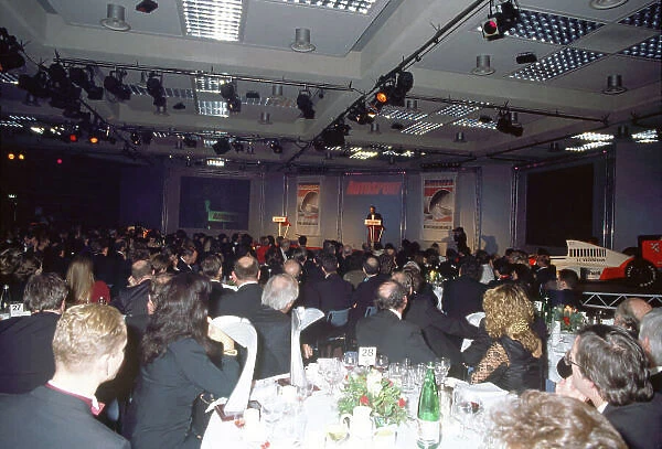 1990 Autosport Awards. Queen Elizabeth II Conference Centre, London, England. 13th December 1990. Peter Foubister welcomes the guests, portrait. World Copyright: LAT Photographic Ref: Colour Transparency