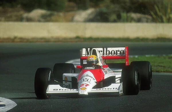 1990 Spanish Grand Prix. Jerez, Spain. 28-30 September 1990. Ayrton Senna (McLaren MP4 / 5B Honda). He exited the race after he had a holed radiator. Ref-90 ESP 11. World Copyright - LAT Photographic