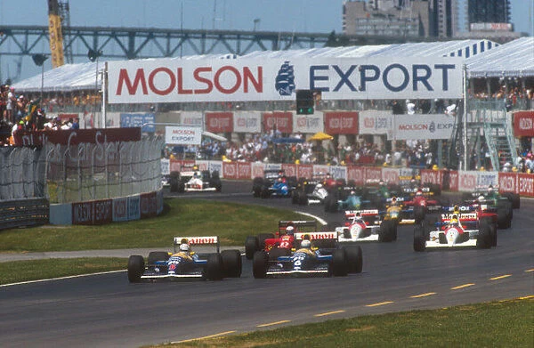 1991 Canadian Grand Prix. Montreal, Quebec, Canada. 31  /  5-1  /  6 1991. Riccardo Patrese and Nigel Mansell (both Williams FW14 Renault s) lead Alain Prost (Ferrari 642), Ayrton Senna