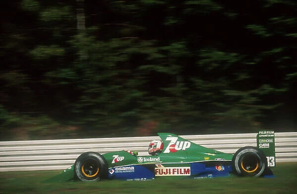 1991 German Grand Prix. Hockenheim, Germany. 26-28 July 1991. Andrea de Cesaris (Jordan 191 Ford) 5th position. Ref-91 GER 07. World Copyright - LAT Photographic