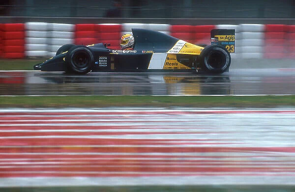 1991 San Marino Grand Prix. Imola, Italy. 26-28 April 1991. Pierluigi Martini (Minardi M191 Ferrari) 4th position. Ref-91 SM 01. World Copyright - LAT Photographic
