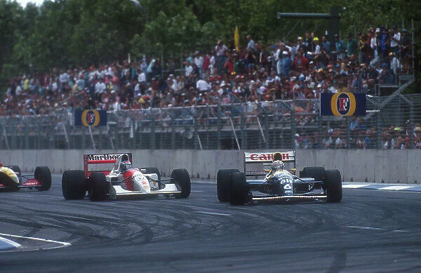 1992 Australian Grand Prix. Adelaide, Australia. 6-8 November 1992. Riccardo Patrese (Williams FW14B Renault) followed by Gerhard Berger (McLaren MP4 / 7A Honda) Ref-92 AUS 08. World Copyright - LAT Photographic