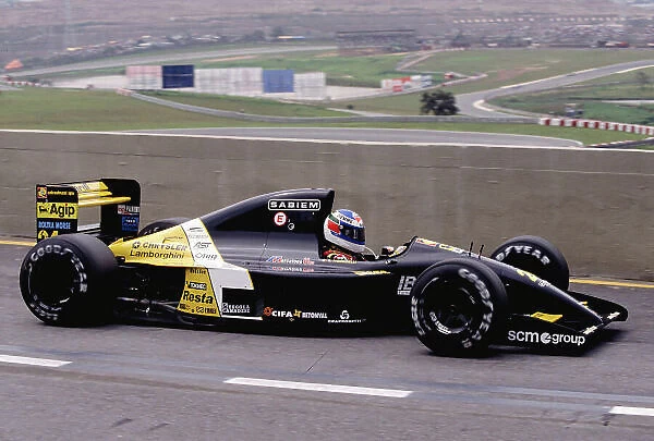 1992 Brazilian Grand Prix. Interlagos, Sao Paulo, Brazil. 3-5 April 1992. Giani Morbidelli (Minardi M191B Lamborghini) 7th position. Ref-92 BRA 18. World Copyright - LAT Photographic