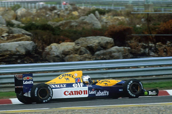 1992 Formula One Testing. Estoril, Portugal. 29th September 1992. Alain Prost (Willams FW14B Renault), tests the car for the first time, action. World Copyright: LAT Photographic. Ref