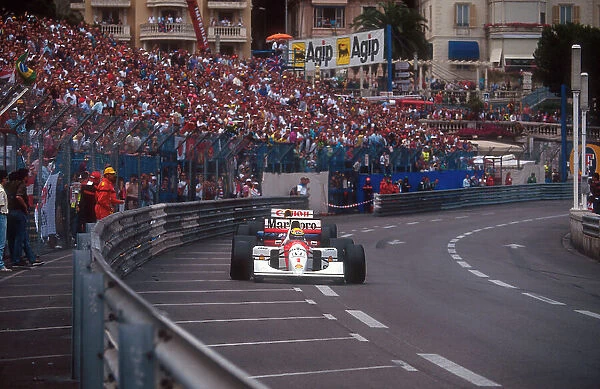 1992 Monaco Grand Prix. Monte Carlo, Monaco. 28-31 May 1992. Ayrton Senna (McLaren MP4 / 7A Honda) 1st position with Nigel Mansell (Williams FW14B Renault) 2nd position close behind