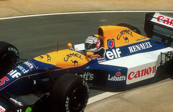 1992 South African Grand Prix. Kyalami, South Africa. 28 / 2-1 / 3 1992. Nigel Mansell (Williams FW14B Renault) 1st position. Ref-92 SA 01. World Copyright - LAT Photographic