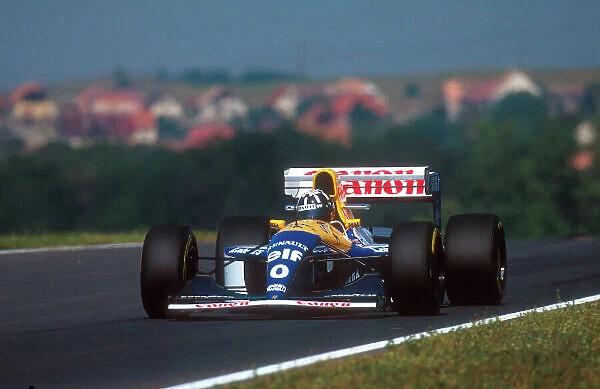 1993 Hungarian Grand Prix. Hungaroring, Hungary. 13-15 August 1993. Damon Hill (Williams FW15C Renault) 1st position for his maiden Grand Prix win. Ref-93 HUN 07. World Copyright - LAT Photographic