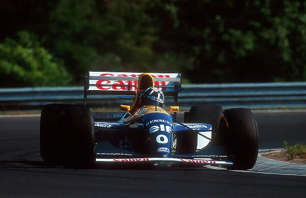 1993 Hungarian Grand Prix. Hungaroring, Hungary. 13-15 August 1993. Damon Hill (Williams FW15C Renault) 1st position for his maiden Grand Prix win. Ref-93 HUN 05. World Copyright - LAT Photographic