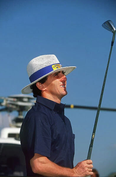 1993 South African Grand Prix. Kyalami, South Africa. 12th - 14th March 1993. Alain Prost (Williams FW15B-Renault), 1st position, plays golf before the race, portrait. World Copyright: LAT Photographic
