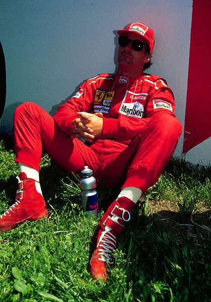 1995 SPANISH GP. Ferraris Gerhard Berger relaxes before the start of the race in Barcelona. He finished 3rd. Photo: LAT