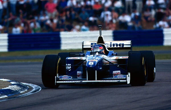 1996 BRITISH GP. Jacques Villeneuve wins the race. Photo: LAT
