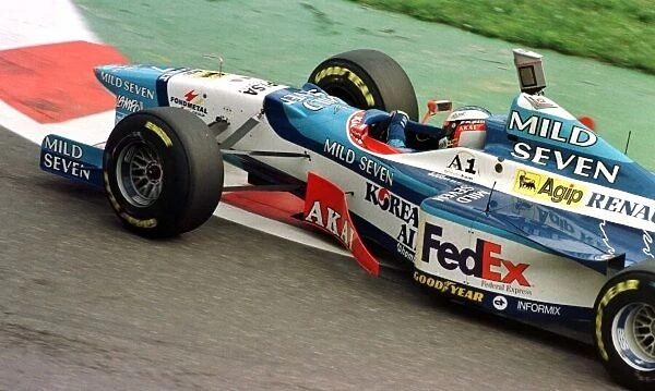 1997 BELGIAN GP JEAN ALESI ENTERS THE BUS STOP DURING QUALIFYING EVENTUALLY PUTTING