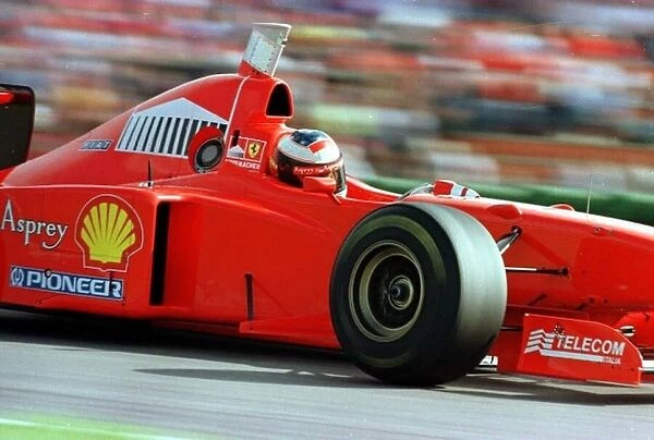 1997 GERMAN GP. Michael Schumacher finishes 2nd behind Gerhard Berger. Photo: LAT
