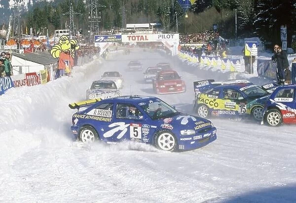 1998 Chamonix 24 hour race. Mont Blanc, Chamonix, France. 31 January-1 February 1998. Ice Racing. Nigel Mansell / Ari Vatanen (Ford Escort-BMW) at the start. World Copyright: Tee / LAT Photographic Ref: 35mm transparency 98CHAM08