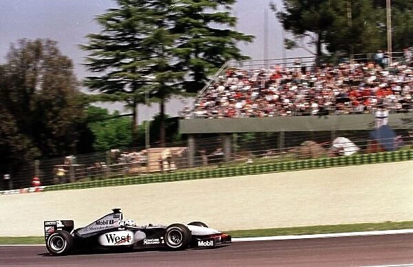 1998 SAN MARINO GP. David Coulthard, McLaren Mercedes, 2nd quickest during the Friday Practice Session. Photo: LAT